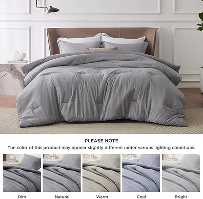 Bedsure California King Comforter Set - Dark Grey Soft Bedding for All Seasons, Cationic Dyed Bed Set, 3 Pieces, 1 California King Size Comforter (104"x96") and 2 Pillow Shams (20"x36"+2")