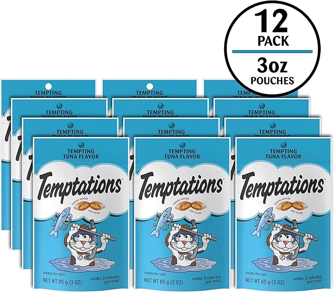 Temptations Classic Crunchy and Soft Cat Treats Tempting Tuna Flavor, 3 oz. Pouch (Pack of 12)-Mewly Pet