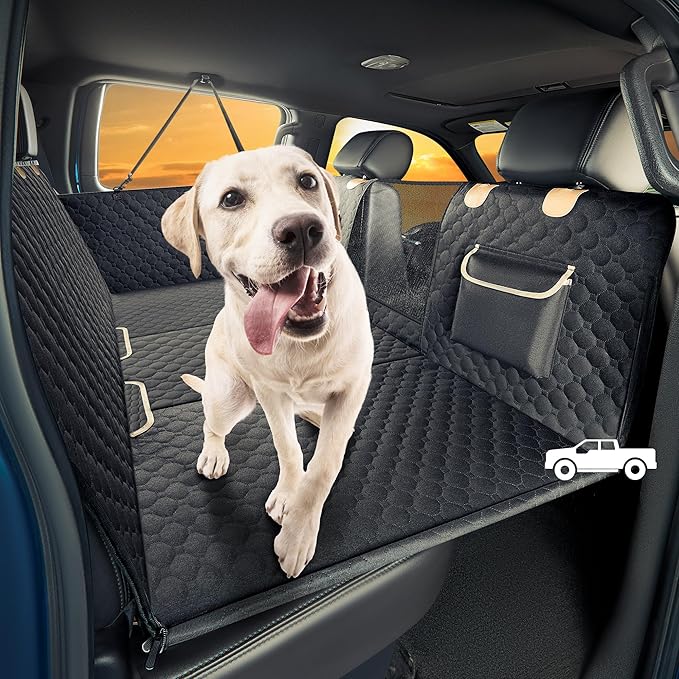 XL Truck Back Seat Extender for Dogs, Hard Bottom Dog Car Seat Cover for Back Seat, Heavy Duty Dog Hammock for Aggressive Chewers, Waterproof Pet Seat Covers for Trucks, F150, Ram1500, Large SUV-Mewly Pet