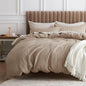 Bedsure Cotton Duvet Cover Set - 100% Cotton Waffle Weave Khaki Duvet Cover Oversized King Size, GentleSoft™ and Breathable Bedding Set for All Season, 3 Pieces, 120"x98"