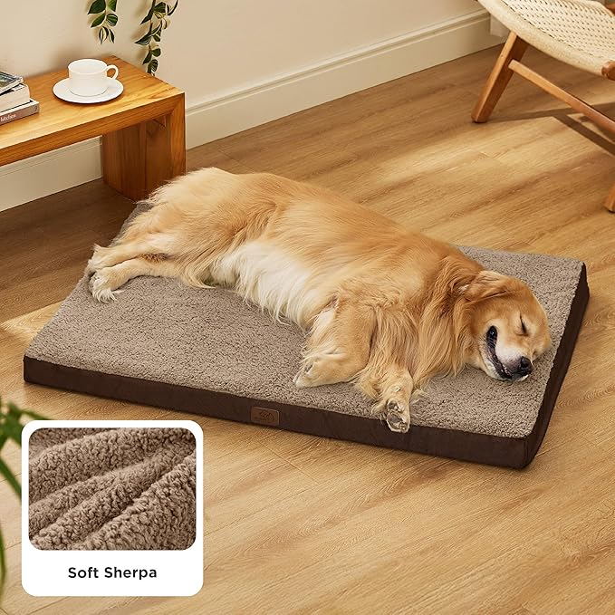 Bedsure XL Dog Beds Large Sized Dog -Orthopedic Flat Extra Large Pet Beds with Removable Washable Cover, Egg Crate Foam Mat, Suitable for Pet Up to 100 lbs-Mewly Pet