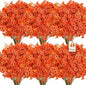 SHareconn 48 Bundles Artificial Fall Flowers for Outdoors Decoration,UV Resistant Silk Eucalyptus Lavender Faux Autumn Fake Plants for Outside Indoor Garden Yard Porch Home Decor,SunsetRedAutumnColour