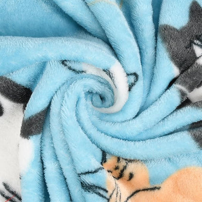 Catalonia Wearable Fleece Blanket with Sleeves and Foot Pockets for Adult Women Men, Micro Plush Comfy Wrap Sleeved Throw Blanket Robe Large, Blue Cat