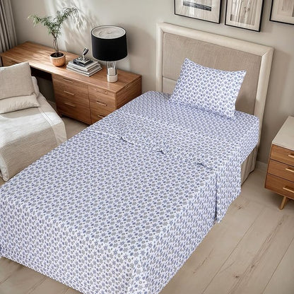 RUVANTI Flannel Sheets Twin Size - 100% Cotton Double Brushed Twin Sheets Set, Deep Pockets 16 Inches, All Seasons Breathable & Extra Soft Bed Sheets, Warm & Cozy, 3 Piece, Snow Flake Grey