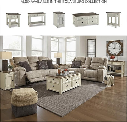 Signature Design by Ashley Bolanburg Farmhouse Chair Side End Table with Outlets and USB Ports, Antique Cream & Brown