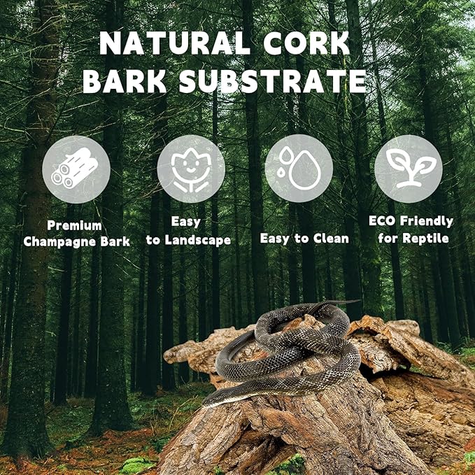 BNOSDM Reptile Terrarium Bark Substrate Bedding Tortoise Natural Cork Bark Reptile Climbing Mat Habitat Decor for Lizard Snake Spiders Hermit Crabs Tarantula Geckos Bearded Dragons (0.7 LB)-Mewly Pet