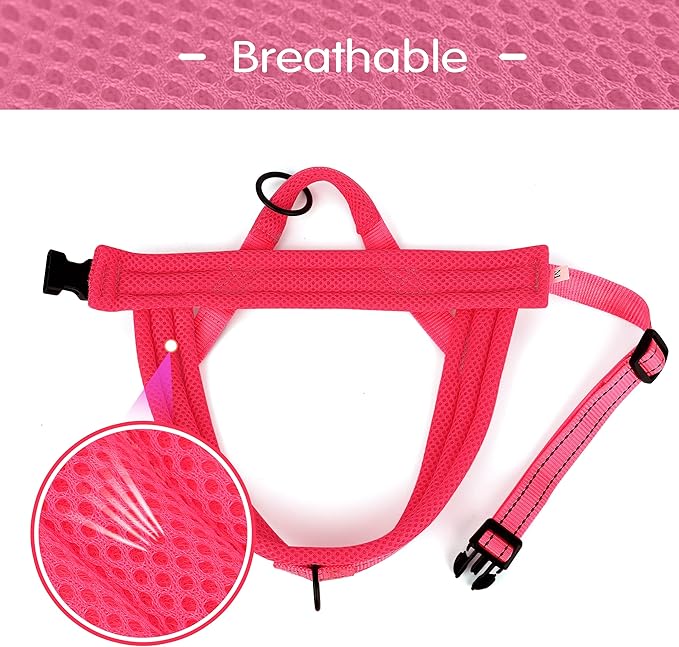 Didog No Pull Dog Harness with Soft Mesh Padded,Reflective & Quick Fit Light Weight Dog Strap Vest Harness,Easy for Walking Training (L:Chest 26-32", Pink)-Mewly Pet