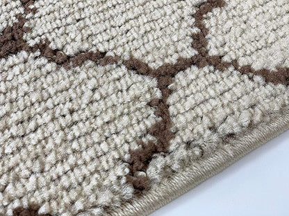 Custom Size Modern Runner Rug Carpet for Hallway Entryway Foyer Kitchen, Slip Resistant Latex Rubber Backed 31 inch Wide X Customized Length, Trellis Beige, 31 inch X 21 feet