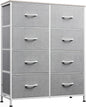 WLIVE Fabric Dresser for Bedroom, Tall Dresser with 8 Drawers, Storage Tower with Fabric Bins, Double Dresser, Chest of Drawers for Closet, Playroom, Dormitory, Light Grey