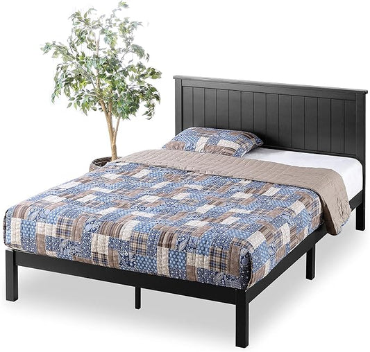 ZINUS Santiago Platform Bed Frame, Wood Slat Support, No Box Spring Needed, Easy Assembly, Queen, Black
