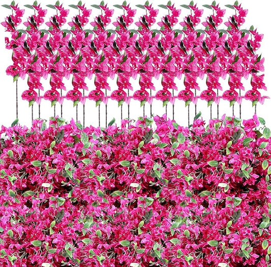 60 Pcs Artificial Faux Bougainvillea Fake Flower Silk Bougainvillea Branches UV Resistant Outdoor Indoor Decoration for Wedding Home Centerpieces Outside Decor (Rose Red)