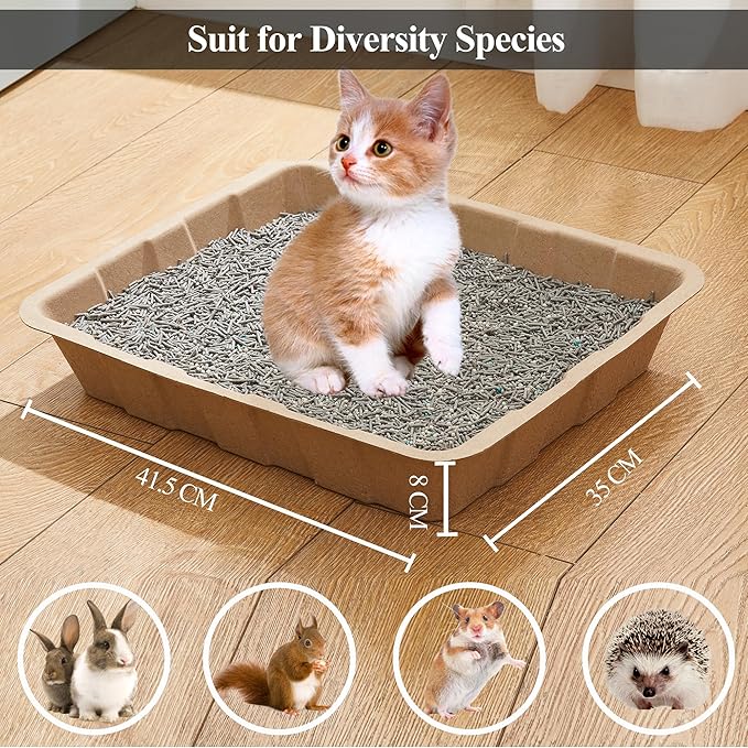 Vealind Disposable Cat Litter Boxes, Cardboard Cats Litter Tray Cat Travel Toilet Litter Pan Liners Cats and Small Animals Leakproof Litter Box (5 Pack)-Mewly Pet