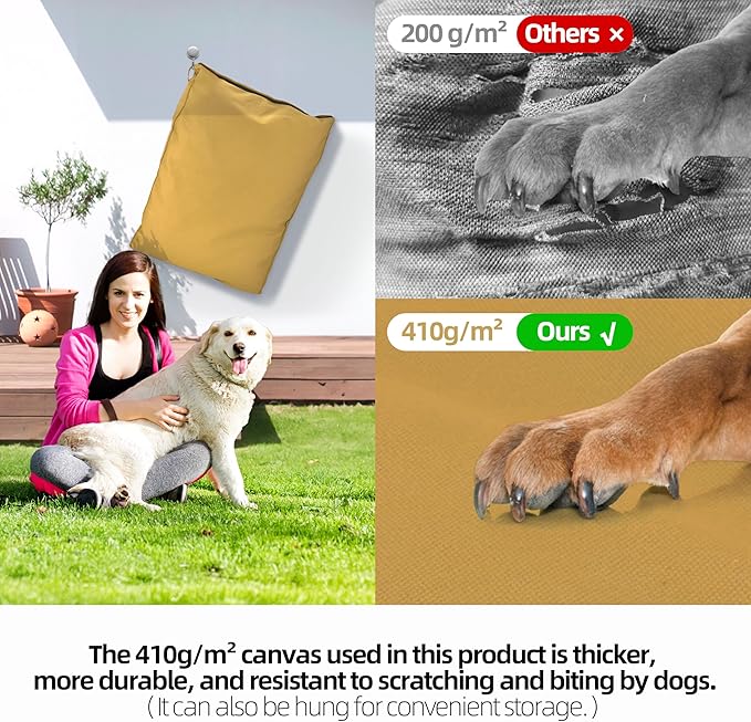 Sytopia 42-Inch Canvas Outdoor Dog Bed, Waterproof & Washable with Removable Cover, Ideal for Medium & Large Dogs, Chew-Proof Great for Indoor, Outdoor, Crate, or Patio Use (Yellow)-Mewly Pet