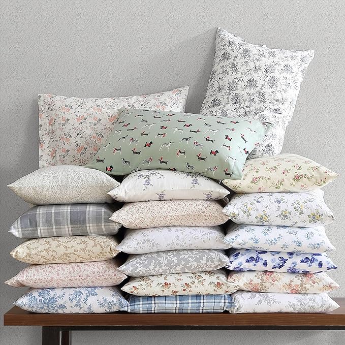 Laura Ashley - Flannel Sheets King Size, Anti-Pilling & Wrinkle Resistant Cotton, Touchably Soft for All-Season Comfort - Bed Sheets with Matching Pillowcases & Fitted Sheet (Le Fleur Orange)