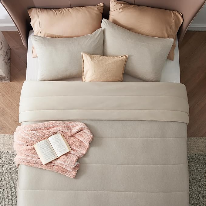 Bedsure California King Comforter Set - Cooling and Warm Bed Set, Linen Reversible Bedding for All Season, 3 Pieces, 1 California King Size Comforter (104"x96") and 2 Pillow Cases (20"x36")
