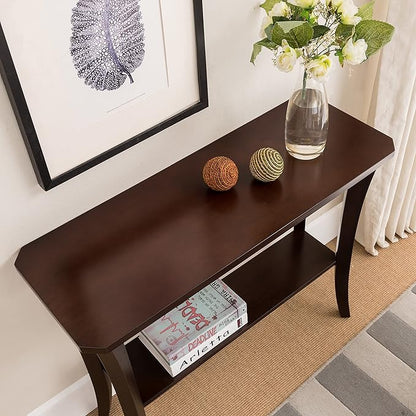 Leick Home Boa Console Table, Solid Wood, Bottom Display Shelf, Narrow Depth, Easy-Assembly, For Living Room/Hallway, Chocolate Cherry, 38.0 in. W x 14.0 in. D x 30.0 in. H, 10332
