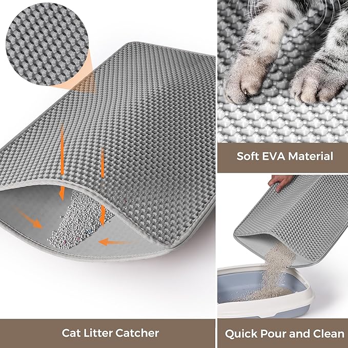 Cat Litter Box Enclosure with Litter Trapping Mat; Handwoven Plastic Rattan Cat House; No Installation Hidden Cat Washroom; Pet Crate for Balcony,Bedroom,Living Room-Mewly Pet