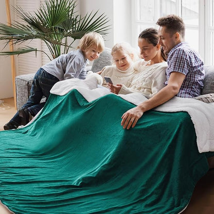 Bedsure GentleSoft Sherpa Fleece Oversized Cal King Blankets for Bed - Thick and Warm Throw for Women and Men, Soft Fuzzy Plush Large Christmas Blanket for Winter, Forest Green, 112x98 Inches