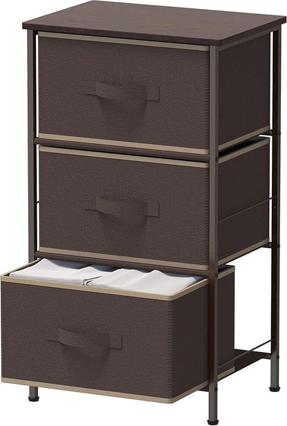 Simple Houseware 3 Drawer Nightstand Dresser with Wood Top, Brown