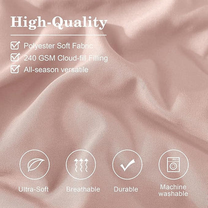 Monbix Queen Comforter Set - 7 Pieces Light Pink Bed in a Bag Queen Bedding Sets with Comforters, All Seasons Down Alternative Comforter Bed Set with Sheets, Pillowcases & Shams