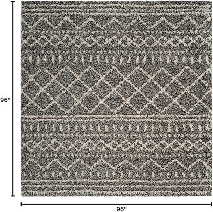 SAFAVIEH Arizona Shag Collection Area Rug - 8' Square, Brown & Ivory, Moroccan Design, Non-Shedding & Easy Care, 1.6-inch Thick Ideal for High Traffic Areas in Living Room, Bedroom (ASG741B)
