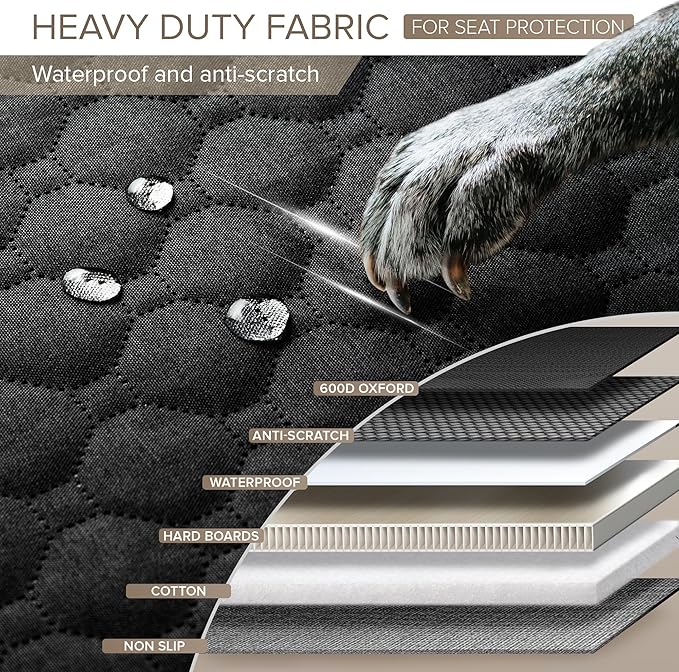 Back Seat Extender for Dogs, Heavy Duty Dog Car Seat Cover for Back Seat and Aggressive Chewer, Large Hard Bottom Car Seat Cover for Dogs, Dog Hammock for Car, Travel Pet Car Bed for Car, SUV, Truck-Mewly Pet