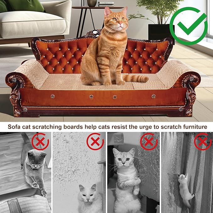 Sofa-Shaped Cat Scratching Couch & Lounge Bed - Thick Cardboard Cat Scratcher Pad (27.6" L x 12.4" W x 11.8" H)-Mewly Pet