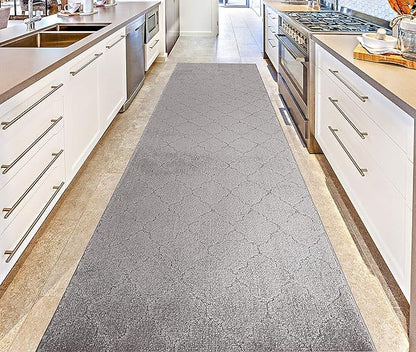 Custom Size Modern Runner Rug Carpet for Hallway Entryway Foyer Kitchen, Slip Resistant Latex Rubber Backed 31 inch Wide X Customized Length, Clouds Grey, 31 inch X 9 feet