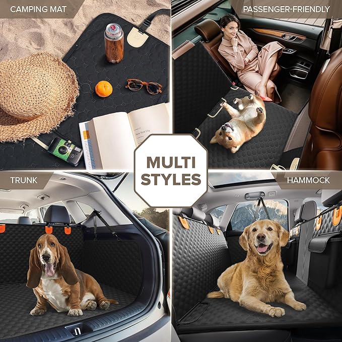 Back Seat Extender for Dogs, Heavy Duty Dog Car Seat Cover for Back Seat and Aggressive Chewer, Large Hard Bottom Car Seat Cover for Dogs, Dog Hammock for Car, Travel Pet Car Bed for Car, SUV, Truck-Mewly Pet