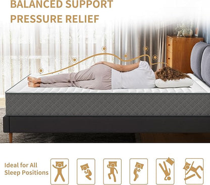 PurrJoys Mattress Double Mattress, 10 Inch Hybrid Memory Foam Firm Full Size Mattres with Hybrid Full Bed Matress in a Box Pressure Relief & Supportive Full Size Mattresses