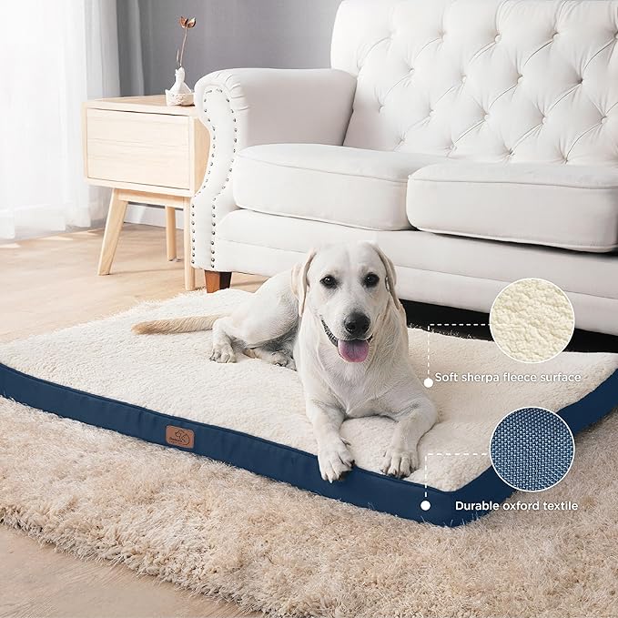 Bedsure Dog Beds Large Sized Dog - Orthopedic Flat Pet Beds with Removable Washable Cover, Egg Crate Foam Puppy Mat, Suitable for Pet Up to 65 lbs-Mewly Pet