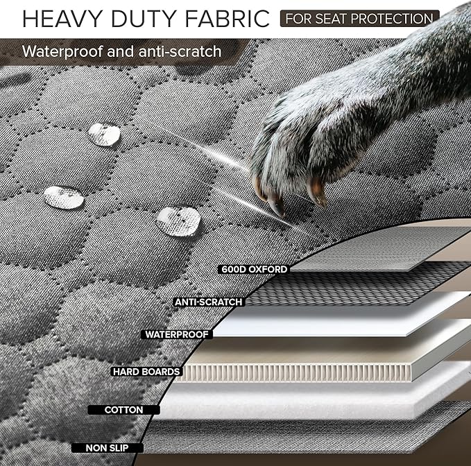 Back Seat Extender for Dogs, Heavy Duty Dog Car Seat Cover for Back Seat and Aggressive Chewer, Large Hard Bottom Car Seat Cover for Dogs, Dog Hammock for Car, Travel Pet Car Bed for Car, SUV, Truck-Mewly Pet