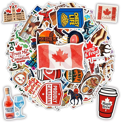 100 Pcs Canada Travel Stickers Pack Nature Food Canadian Sticker Vinyl Waterproof Funny Car Decals Decor Water Bottles Scrapbook Hard Hat Toronto Gift for Kid Men Women