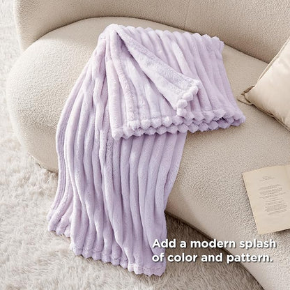 Bedsure GentleSoft Lavender Fog Fleece Blanket for Couch - Cozy Soft Blankets for Women, Cute Small Throws for Girls, 60x80 Inches