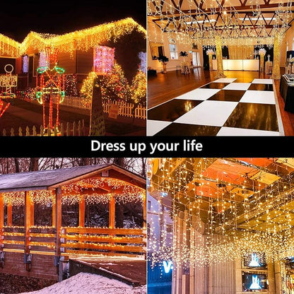 Brizled Icicle Lights Warm White, 29ft 360 LED Christmas Icicle Lights, 8 Modes Christmas Light with 60 Drops, Connectable Xmas Drop Lighting with Remote for Indoor Outdoor Christmas Wedding Holiday