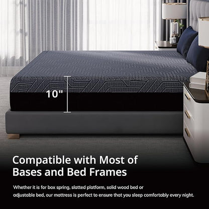 EGOHOME 10 Inch Twin XL Memory Foam Mattress for Back Pain, Cooling Copper Gel Bed in a Box, Foam Made in USA, CertiPUR-US Certified, Therapeutic Medium Firm, Daybed 38x80x10 Black