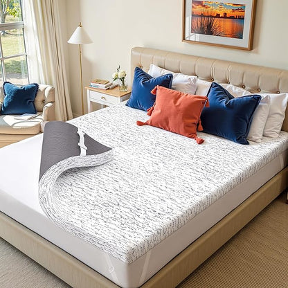 Subrtex Memory Foam Mattress Topper King, 4 Inch Bed Toppers for Pressure Relieving, Soft Mattress Pads with Removable Washable Cover