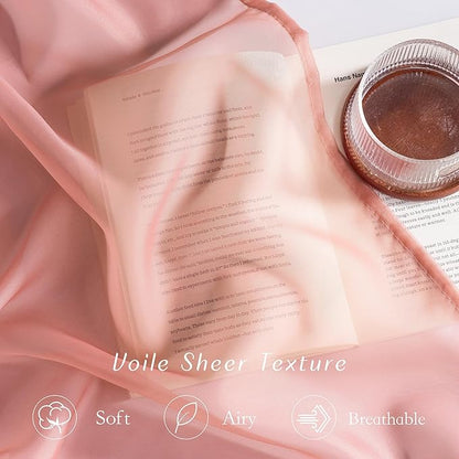 NICETOWN Living Room Coral Pink Sheer Curtains 96 inch Length, Grommet Airy Voile Sheer Drapes Casual Light Filtering Window Treatments for Girls Room, W54 x L96, 2 Panels