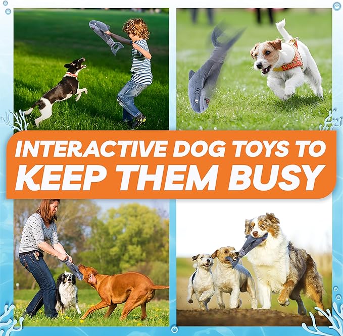 Dog Toys for Small Dogs, Squeaky Tough Dog Toys for Aggressive Chewers, Plush Dog Chew Toys for Teething, Interactive Shark Dog Toys to Keep Them Busy, Puppy Toys for Small, Medium,Large Breeds-Mewly Pet