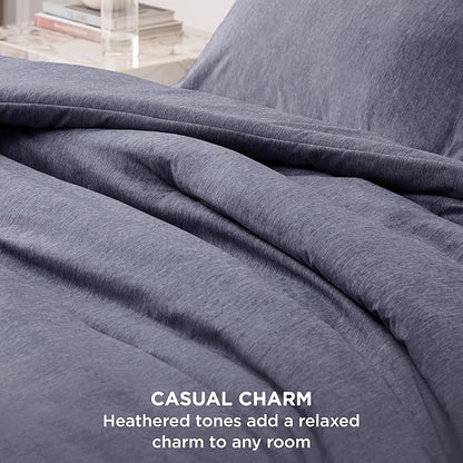 Bedsure King Size Comforter Set - Denim Grey King Comforter Set, Soft Bedding for All Seasons, Cationic Dyed Bedding Set, 3 Pieces, 1 Comforter (104"x90") and 2 Pillow Shams (20"x36"+2")