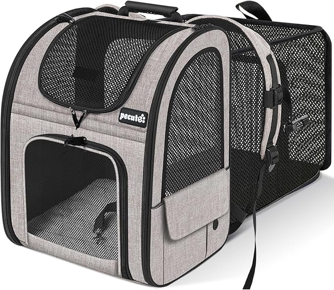 Pecute Pet Carrier Backpack, Dog Carrier Backpack, Expandable with Breathable Mesh for Small Dogs Cats Puppies, Pet Backpack Bag for Hiking Travel Camping Outdoor Hold Pets Up to 17 Lbs-Mewly Pet