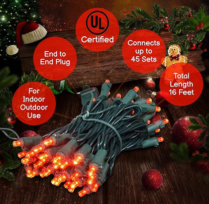 Holiday Essence Essence LED Mini Christmas Lights Set, 60 5mm Red String Lights, Green Wire, for Indoor Outdoor Décor, Valentines, Home, Wedding, Patio, Garden Decorations, UL Certified