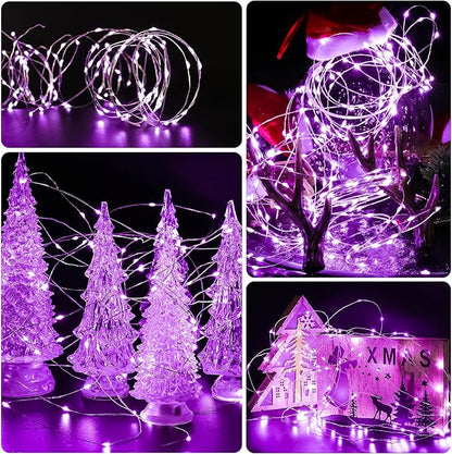 6 Pack LED Fairy Lights 7ft Battery Powered Waterproof Silver Wire 20 Led Mini String Mason Jar Lights for DIY Wedding Party Bedroom Patio Easter Christmas (Purple)