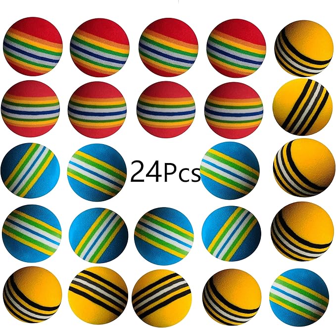 24 Pcs Colorful Soft Foam Rainbow Play Balls for Pet Dog and Cat (42cm) Ethylene Vinyl Acetate-Mewly Pet