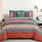 Boho King Size Comforter Set 8 Pieces, Orange and Green Bohemian Striped Bed in a Bag, Paisley Soft Microfiber Bedding Comforter Set