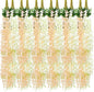 Giegxin 36 Pcs Artificial Wisteria Hanging Flowers 3.6 ft Artificial Fake Wisteria Vine Rattan Hanging Garland Silk Flowers String for Wall Home Wedding Party Greenery Decorations (Champagne,White)