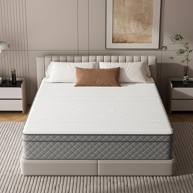 PurrJoys Full Mattress, 12 Inch Hybrid Double Mattress with Cooling Gel Memory Foam and Pocket Springs, CertiPUR-US Certified, Medium Firm
