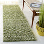 SAFAVIEH Arizona Shag Collection Runner - 2'3" x 6', Green & Ivory, Moroccan Design, Non-Shedding & Easy Care, 1.6-inch Thick, Ideal for The Living Room, Dining, Bedroom (ASG741X)