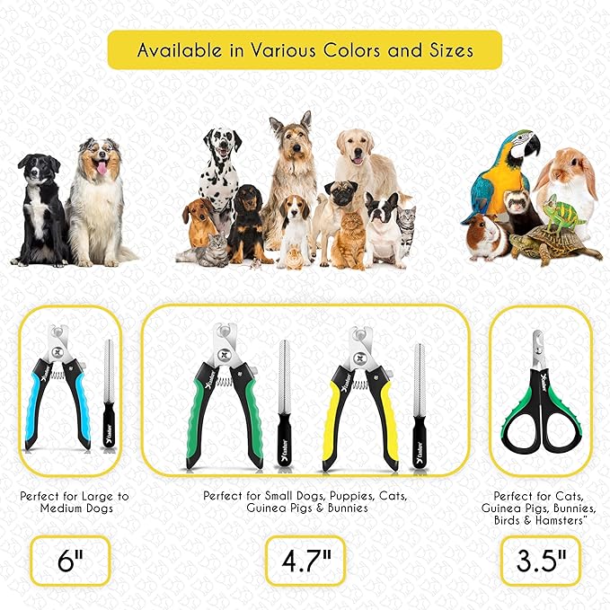 Candure Cat Nail Clipper Stainless Steel Cat Claw Trimmers for Rabbits, Guinea Pigs, Birds, Puppies, Kittens and Small Animals Pet Nail Clipper for Professional and Home Use (Yellow)-Mewly Pet