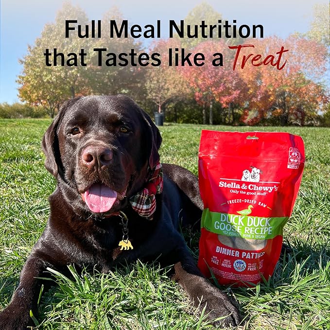 Stella & Chewy's Freeze-Dried Raw Dinner Patties - Duck Duck Goose Recipe - High Protein Grain-Free Puppy & Dog Food - Perfect For Picky Eaters - 5.5 oz-Mewly Pet